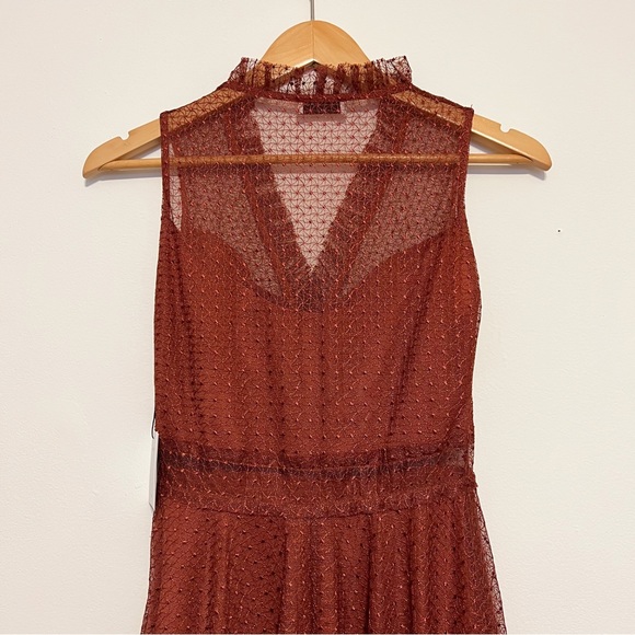 NWT✨ Sandro Cassy Tulle Midi Dress in Rust - Picture 9 of 10